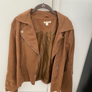 Brown leather suede jacket
